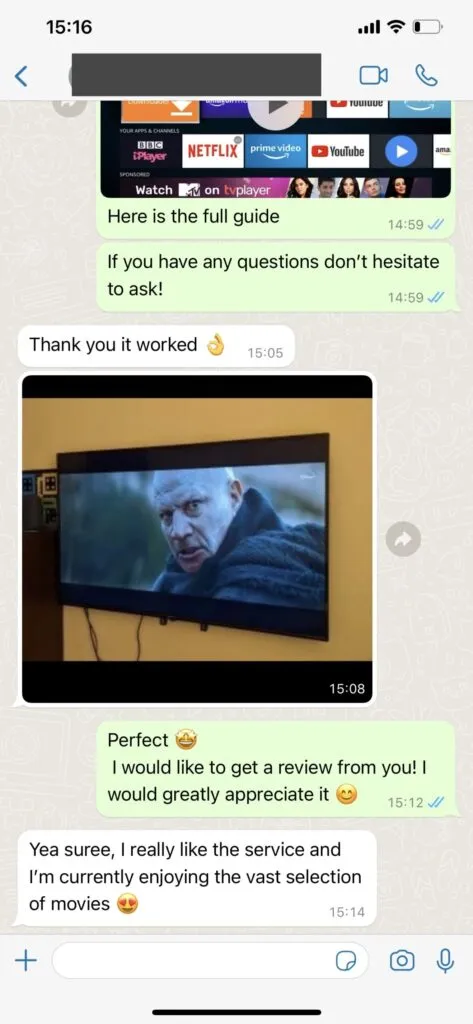 Real WhatsApp customer support conversation screenshot 1